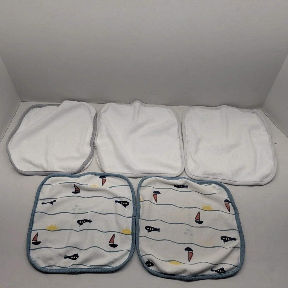 Cloud Island Baby Towel Washcloth Burp Cloth Sailboat Submarine Bath Bundle
